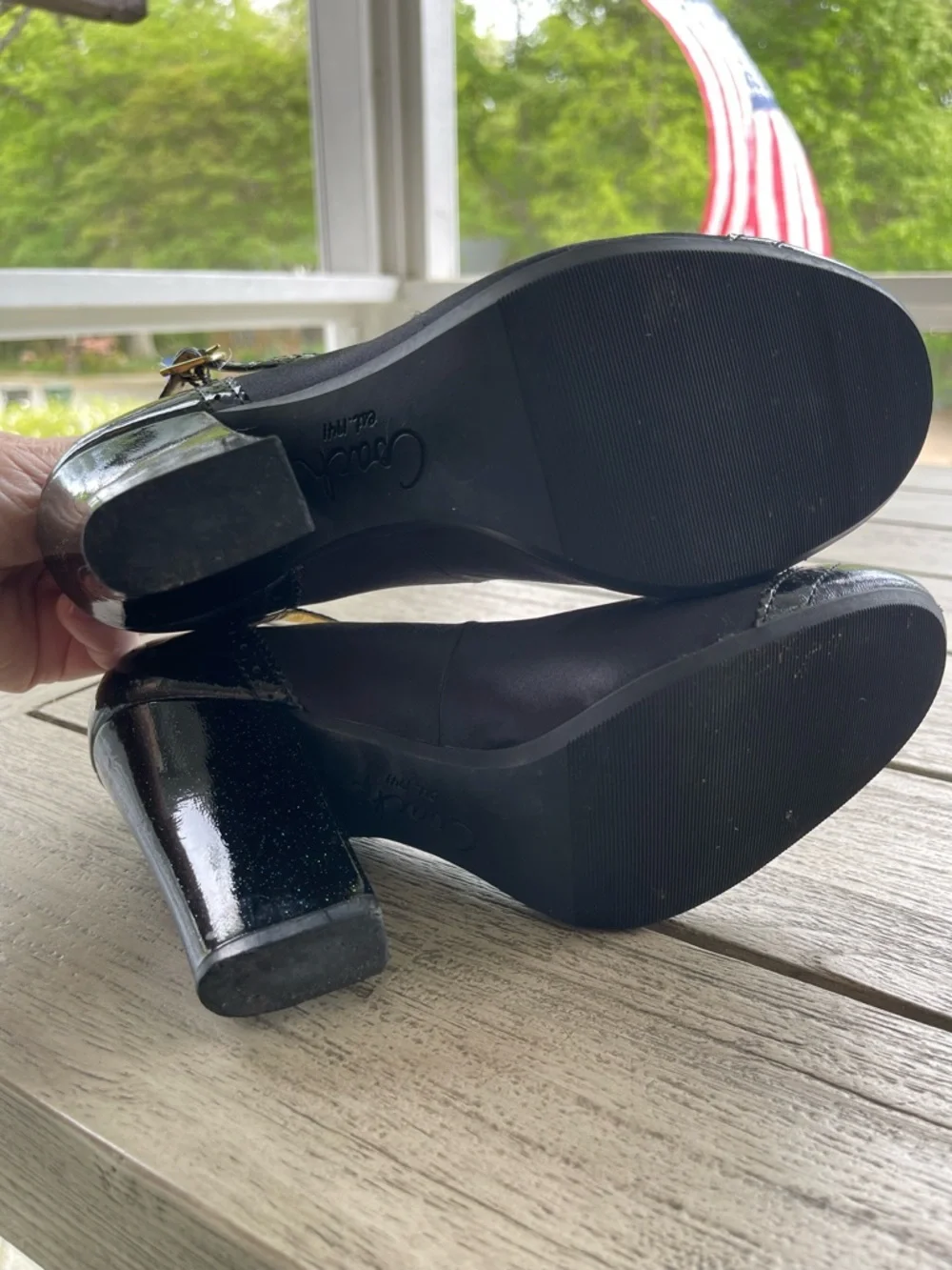 Coach Rosaria Spectator Black Mary Jane Block Heel Pumps Womens Size 8.5